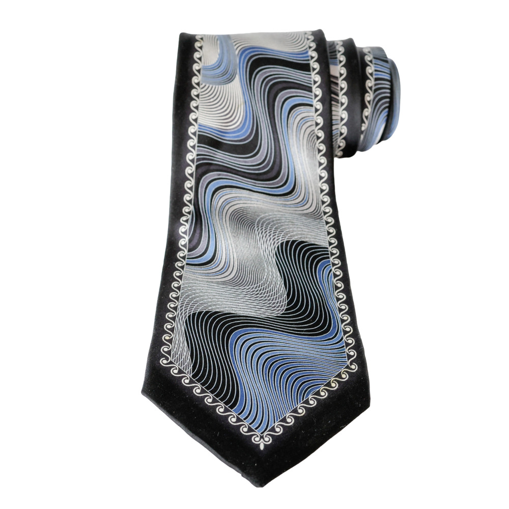 Puritan Wave Opt Art Silk Necktie Goth Retro Formalwear Business Grandpa Career